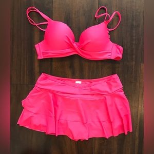 CUPSHE NWT Bikini Swim Set Size Med Hot Pink